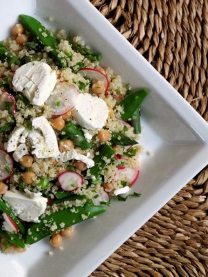 Quinoa & Chickpea Salad with Asparagus and Sugar Snap Peas