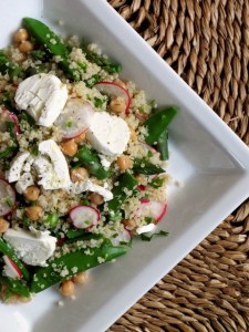 Quinoa & Chickpea Salad with Asparagus and Sugar Snap Peas
