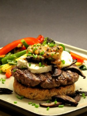 Beef Burgers with Mushrooms, Goat's Cheese & Miso Butter