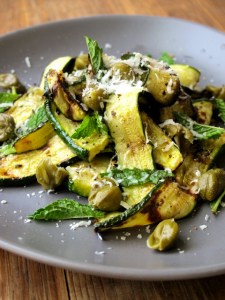  Charred Courgette Ribbons with Capers & Mint